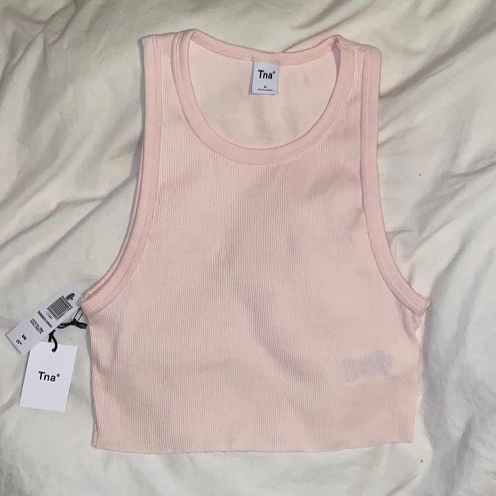 TNA ribbed crop tank in crystal pink